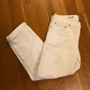 GAP white distressed boyfriend jean